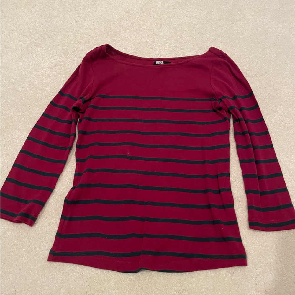 Red and Black Striped Long Sleeve Top from urban outfitters size XS